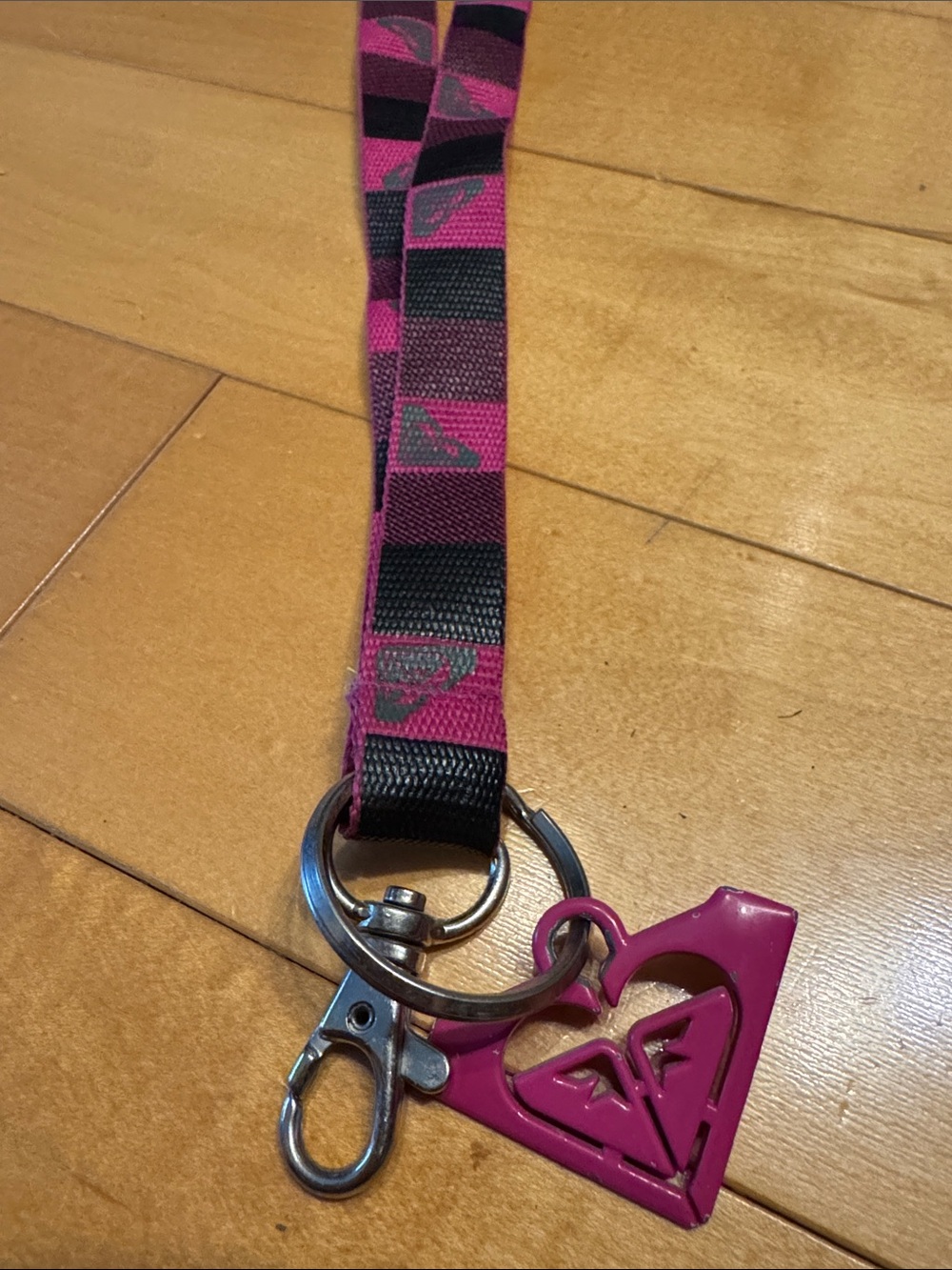 Roxy Pink and Black Keychain Lanyard